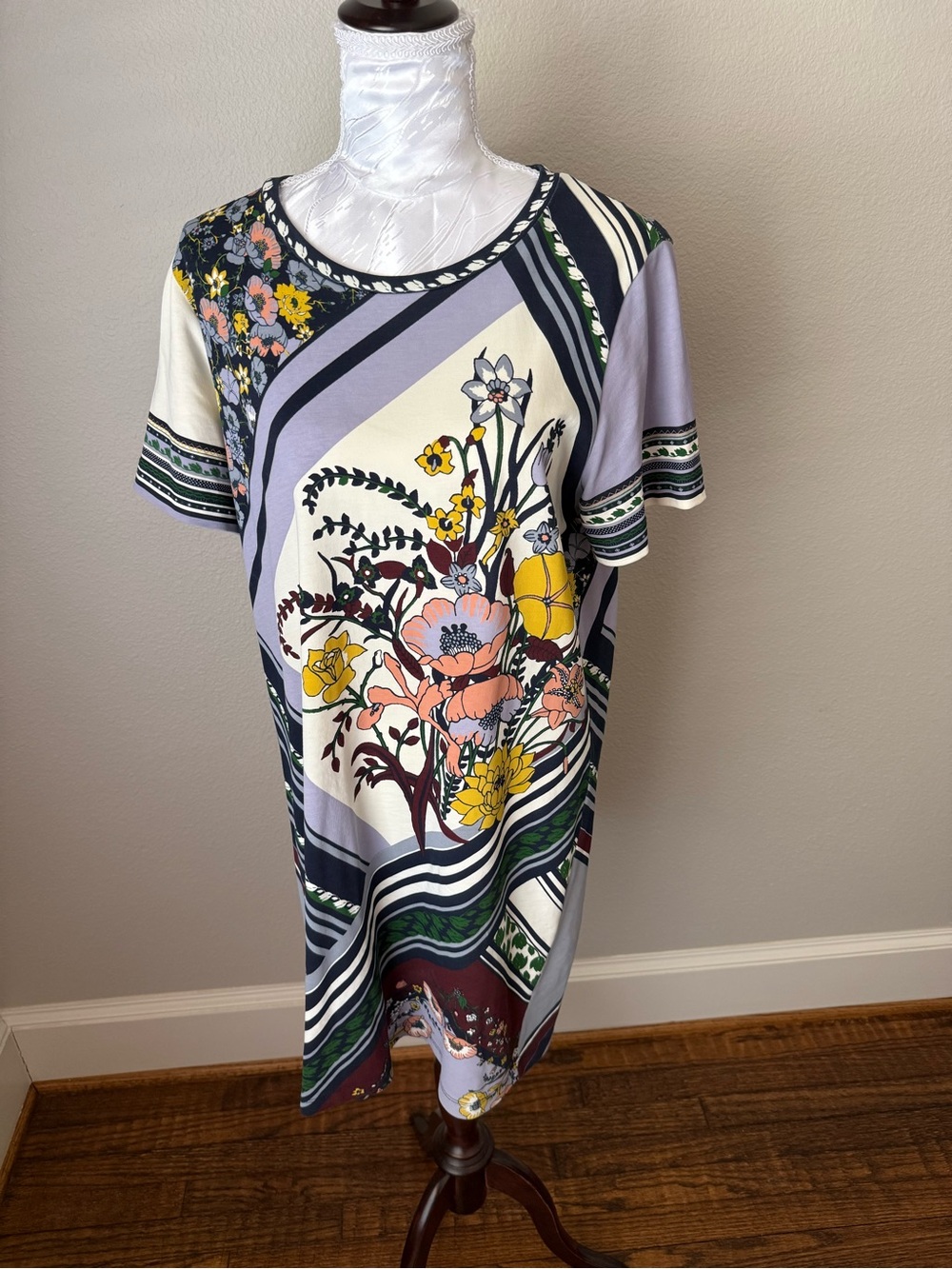 Tory Burch Lavender Floral Midi Shift Dress